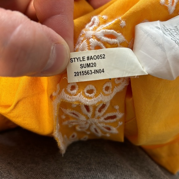 J. Crew 6 Yellow Floral Eyelet Trim Tiered Sundress Square Neck Scallop Edge - Picture 8 of 8